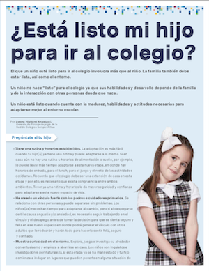¿Está listo mi hijo para ir al Colegio?